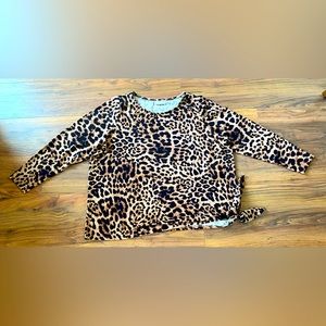 New, Never Worn - Belle by Kim Gravel Leopard Print Blouse w/Side Tie Detail